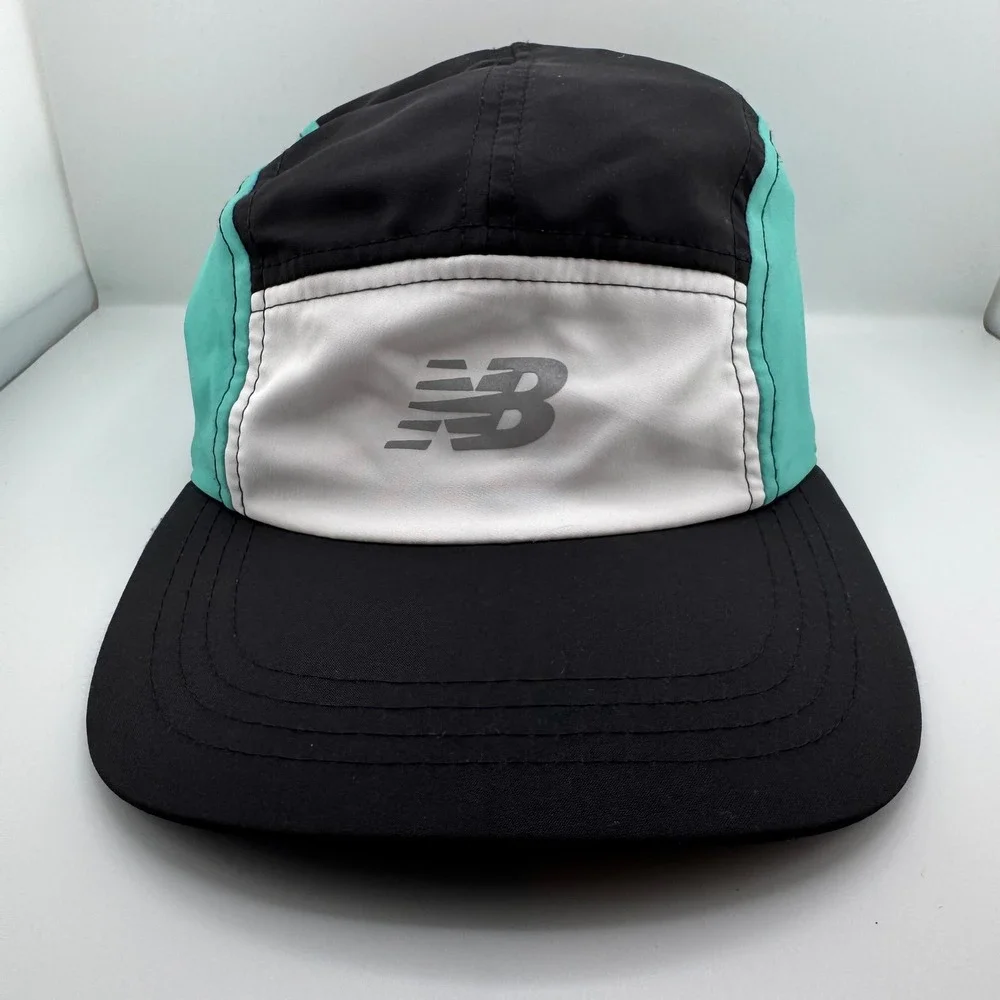 New Balance 5 Panel Running Hat Unisex OSFM Black Teal Excellent Rebel BOCO Gear